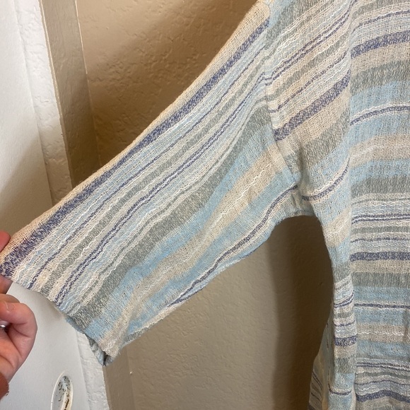Soft surroundings xl gauzy woven striped tunic blue/green/white/tan - Picture 4 of 6